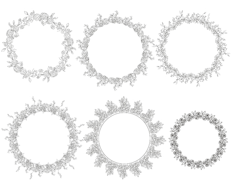 Set of graphic wreaths. Vector illustration.のイラスト素材