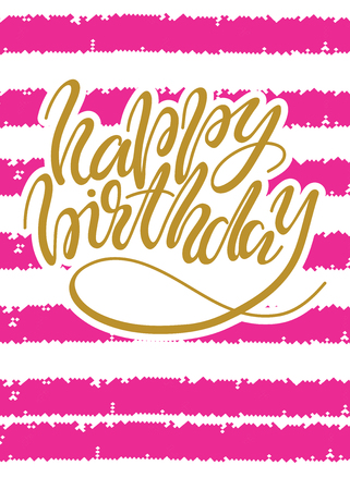 Greeting card design with lettering Happy Birthday. Vector illustration.のイラスト素材