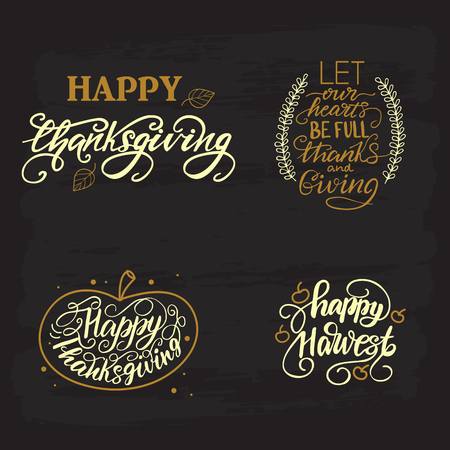 Lettering set with Thanksgiving Greetings. Vector illustrations.のイラスト素材