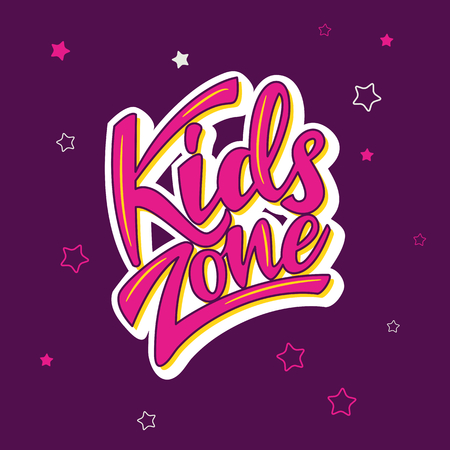 Kids zone banner design with lettering. Vector illustration.のイラスト素材
