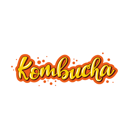 Kombucha lettering logo design. Vector illustration.のイラスト素材