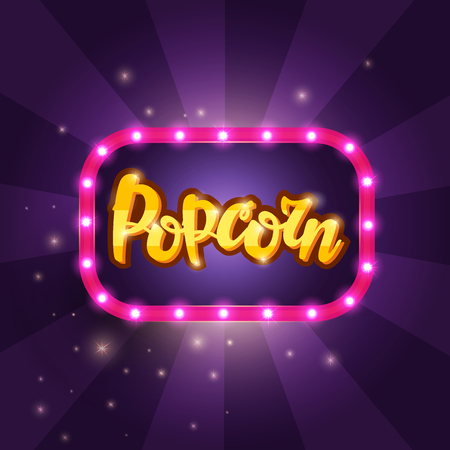 Lettering banner Popcorn. Vector illustration.のイラスト素材