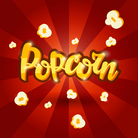 Lettering banner design Popcorn. Vector illustration.のイラスト素材