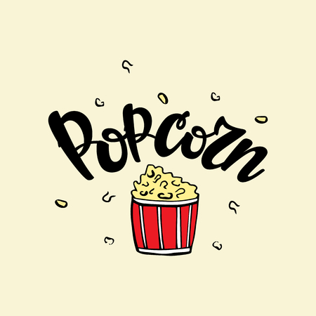 Lettering Popcorn. Vector illustration.のイラスト素材