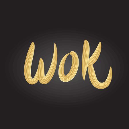 Wok lettering logo design. Vector illustration.のイラスト素材