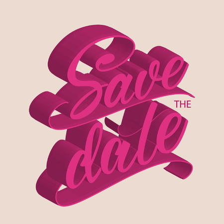 Save the date lettering banner design.のイラスト素材
