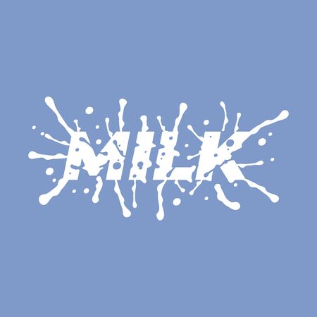 Milk splash lettering poster. Vector illustration.のイラスト素材