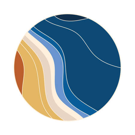 Contemporary abstract decor element with landscape. Vector illustration.のイラスト素材