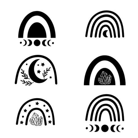 Boho Rainbow Clipart. Vector illustration.のイラスト素材