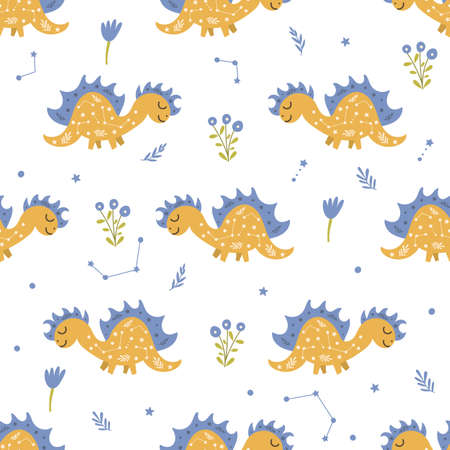Dinosaur seamless pattern design. Vector illustration.のイラスト素材