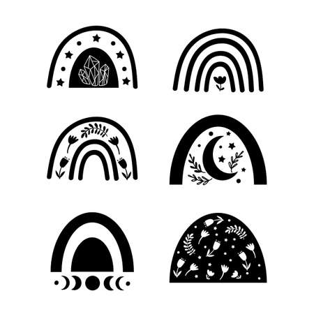 Boho Rainbow Clipart. Vector illustration.のイラスト素材