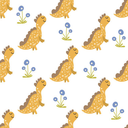 Dinosaur seamless pattern design. Vector illustration.のイラスト素材
