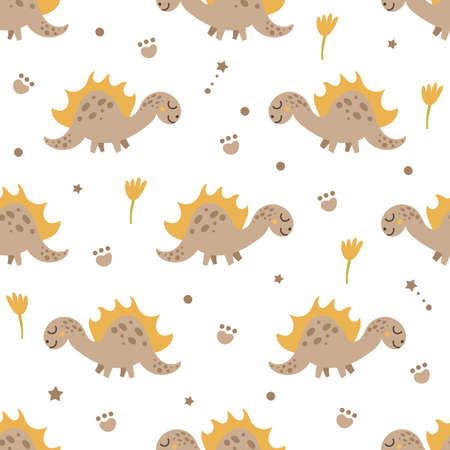Dinosaur seamless pattern design. Vector illustration.のイラスト素材