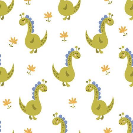 Dinosaur seamless pattern design. Vector illustration.のイラスト素材