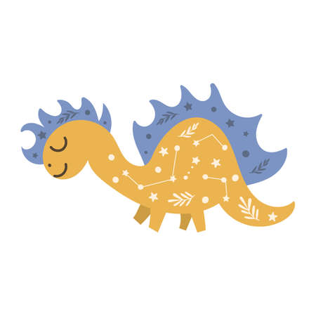 Cute baby dinosaur design. Vector illustration on isolated background.のイラスト素材