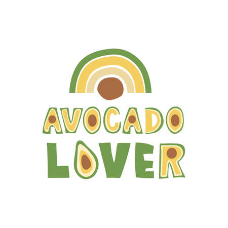 Avocado lover - funny lettering quote. Vector illustration.のイラスト素材