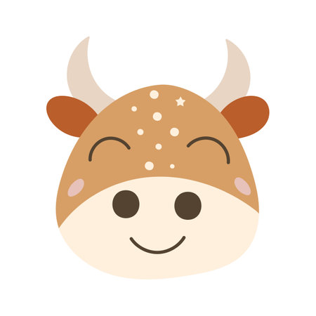 Cute baby cow face. Vector illustration.のイラスト素材