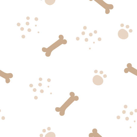 Seamless pattern with paws and bones. Vector illustration.のイラスト素材