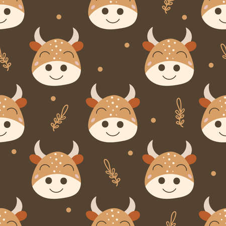 Seamless pattern with cows. Vector illustration.のイラスト素材