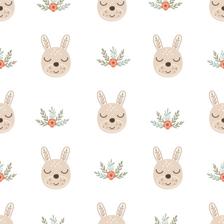 Baby bunny nursery seamless pattern design. Vector illustration.のイラスト素材