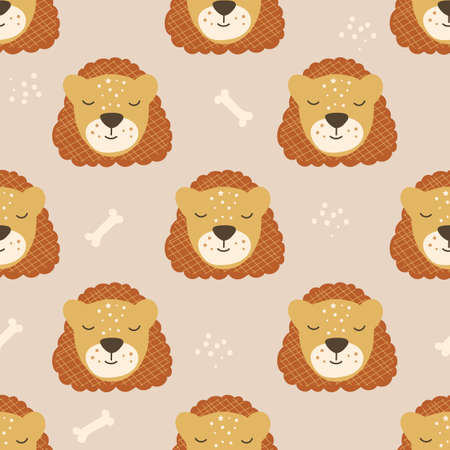 Seamless pattern with lions. Vector illustration.のイラスト素材