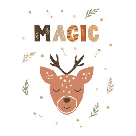 Magic - cute nursery decor design. Vector illustration.のイラスト素材