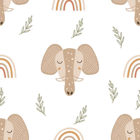 Seamless pattern with elephants. Vector illustration.のイラスト素材