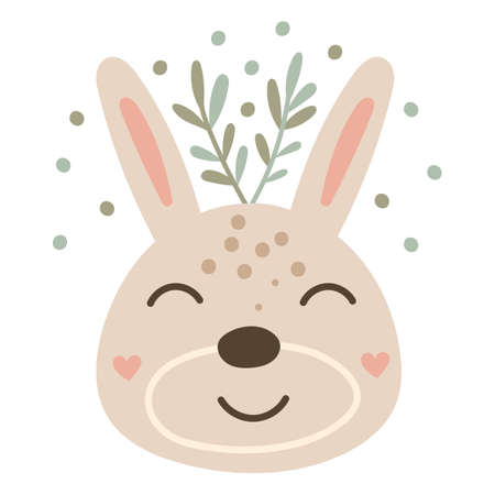Cute baby bunny face, vector illustration.のイラスト素材