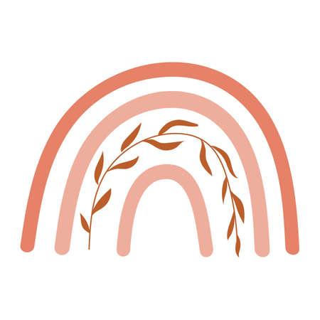 Boho rainbow element with florals. Vector illustrationのイラスト素材