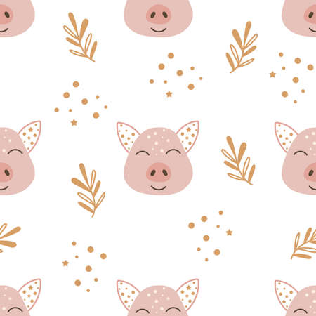 Seamless pattern with pigs. Vector illustration.のイラスト素材