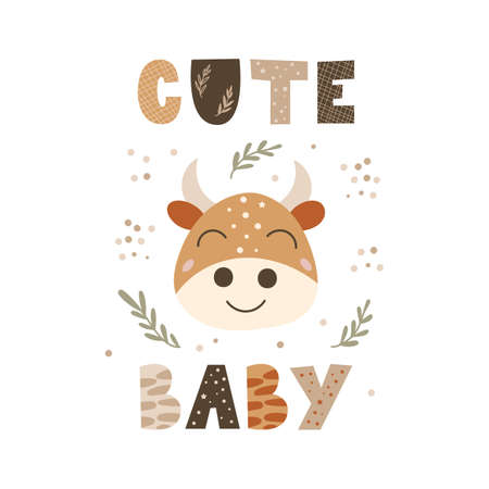 Cute Baby - lettering nursery poster design. Vector illustration.のイラスト素材