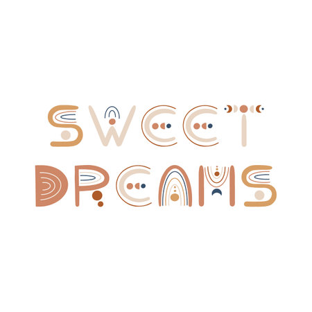 Sweet Dreams - Boho Lettering poster design. Vector illustration.のイラスト素材
