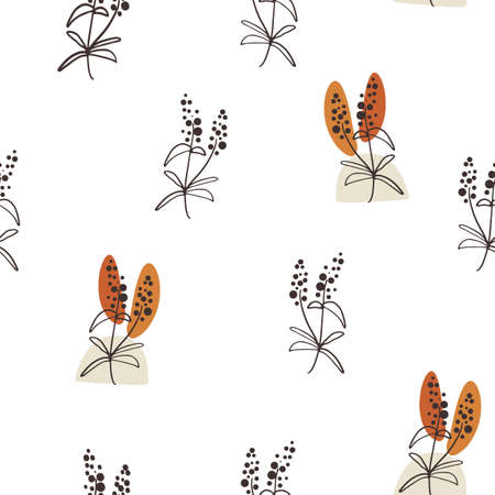 Seamless pattern design with floral elements. Vector illustration.のイラスト素材