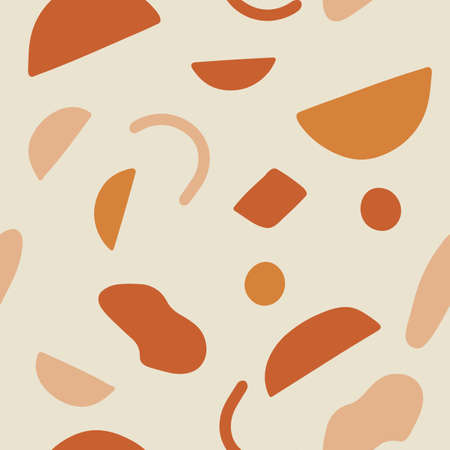 Seamless pattern design with abstract shapes. Boho style. Vector illustration.のイラスト素材