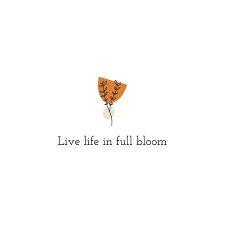 Floral element with flower saying. Greeting card template design. Vector illustration.のイラスト素材