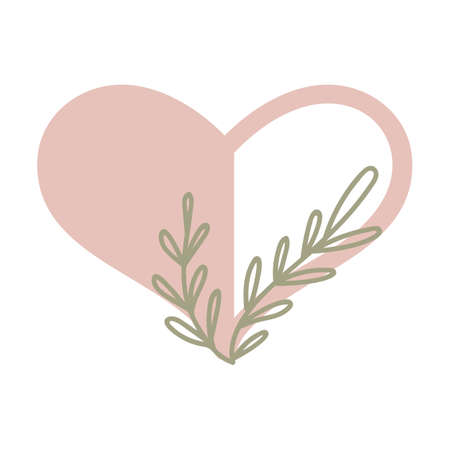 Heart element and floral branches. Vector illustration.のイラスト素材