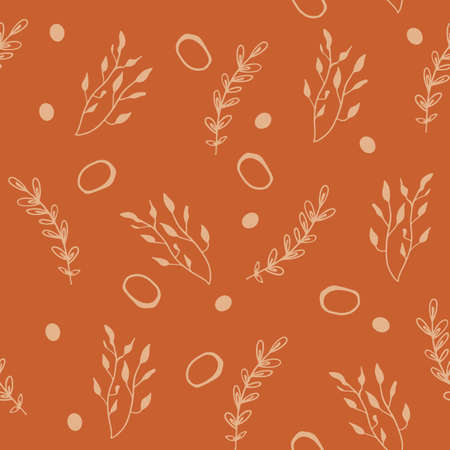 Seamless pattern design with floral elements. Boho style. Vector illustration.のイラスト素材