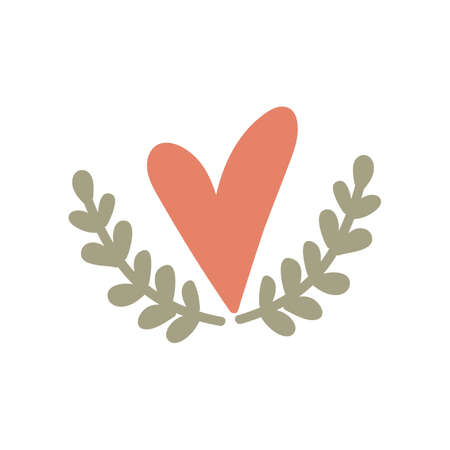 Heart with floral branches. Vector illustration.のイラスト素材