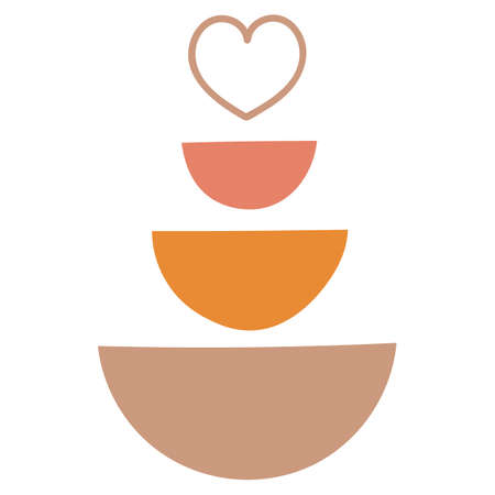 Boho style abstract composition with geometrical shapes and heart. Vector illustration.のイラスト素材