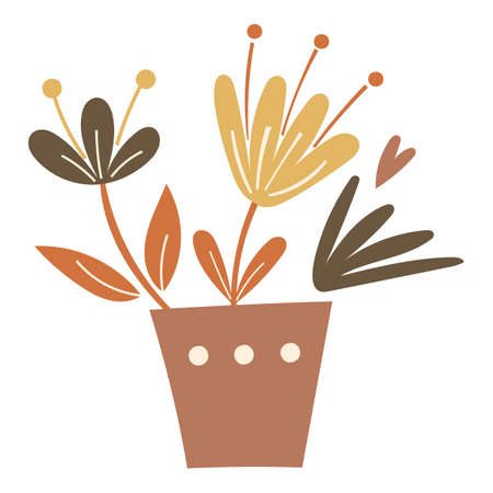 Abstract floral elements in a vase. Vector illustration.のイラスト素材