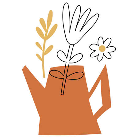 Abstract floral elements in a vase. Vector illustration.のイラスト素材