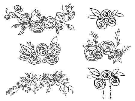 Floral Frame Set. Vector illustration.のイラスト素材