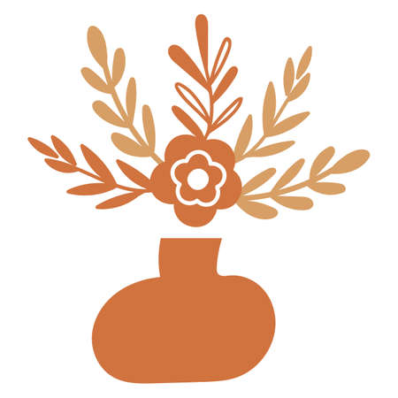 Abstract floral elements in a vase. Vector illustration.のイラスト素材