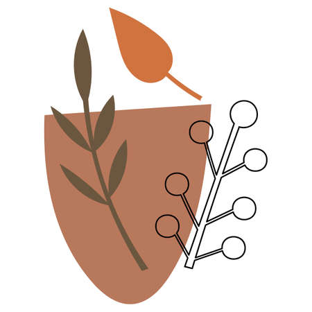 Abstract floral elements in a vase. Vector illustration.のイラスト素材