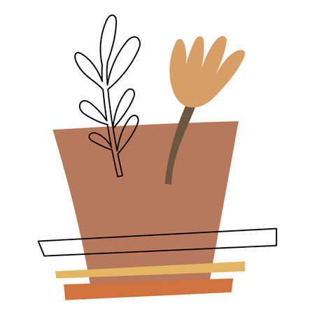 Abstract floral elements in a vase. Vector illustration.のイラスト素材