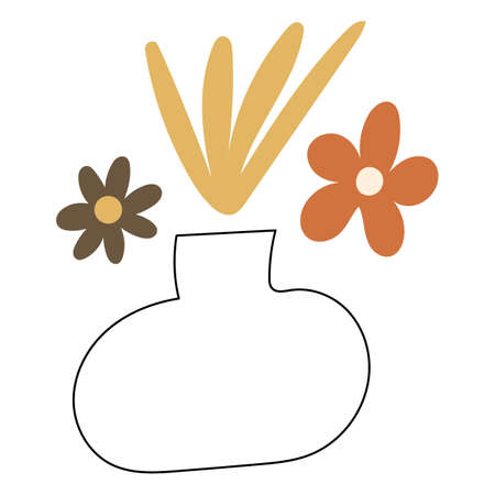 Abstract floral elements in a vase. Vector illustration.のイラスト素材