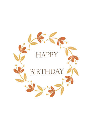 Happy Thanksgiving and floral wreath template design. FVector illustration.のイラスト素材