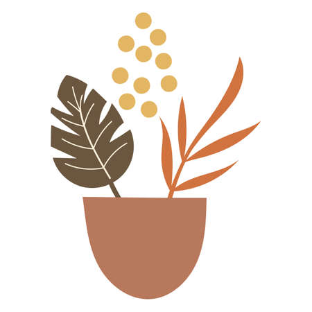 Abstract floral elements in a vase. Vector illustration.のイラスト素材