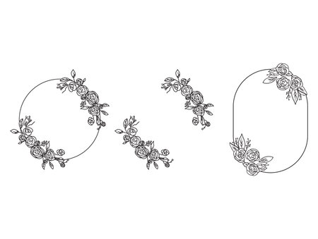 Floral Frame Set. Vector illustration.のイラスト素材