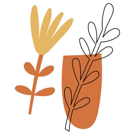 Abstract floral elements in a vase. Vector illustration.のイラスト素材